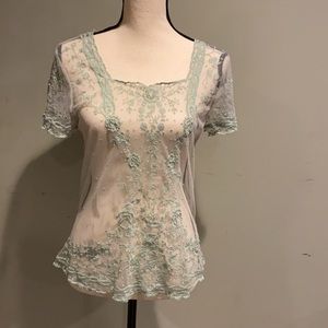 Anthropologie sheer lace top. EUC